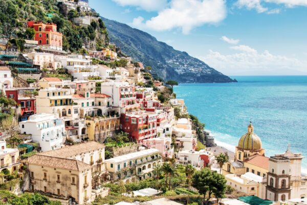 High angle shot of the beautiful buildings by the overlooking the Mediterranean captured in the Cote d'Azur