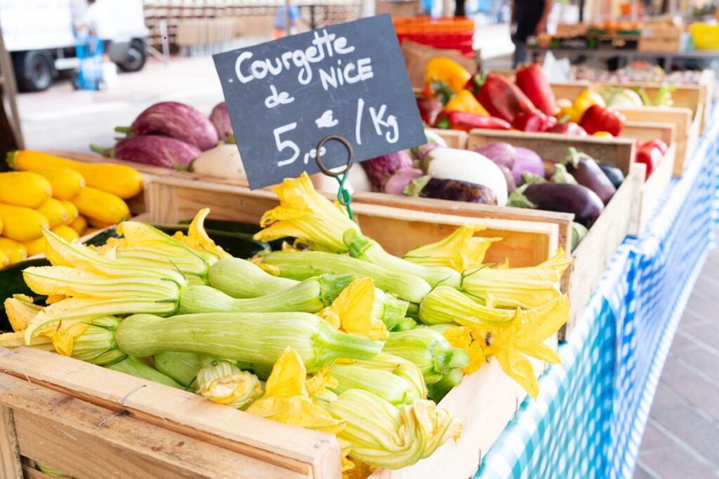 Provence market with local food in Nice